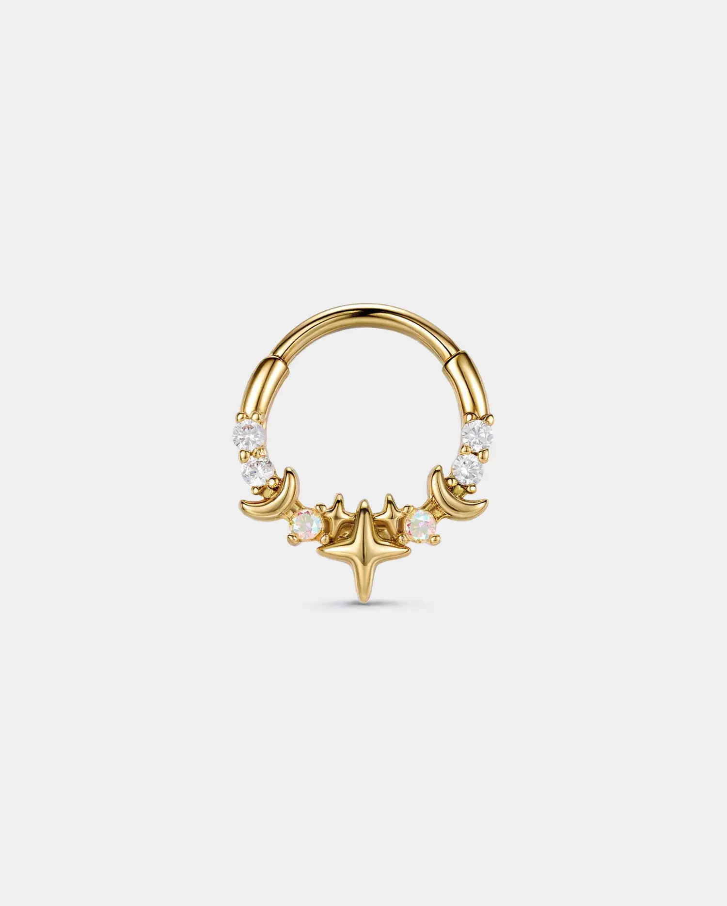 Celestial Star & Moon CZ Segment Septum Ring