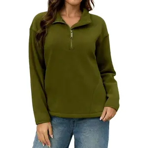Sports & Outdoors ZFLM Women's Classic Slim-Fitting Half-Zip Fleece Jacket Long-Sleeved Short Winter Coat With Pockets