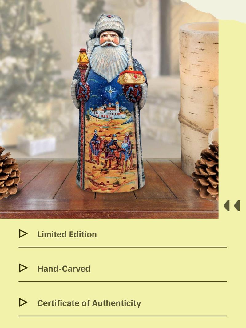 Flight into Egypt Three Kings Santa Hand-Painted WOODCARVED Masterpiece by G. DeBrekht - Nativity Holiday Decor - 215621