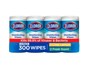 Household Cleaning Wipes – 4 x 75 Ct, No Bleach Needed