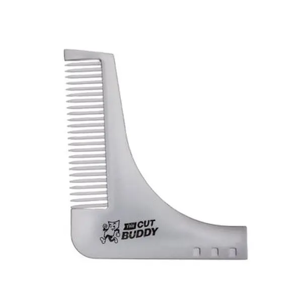 the cut buddy Beard Bro Beard Shaping Tool - Symmetric Facial Hair Stencil for Perfect Neckline & Cheek Line, Tapered Edge for Razor or Clippers, Made in USA, Beard Styling & Grooming Tool (4 x 4 in)