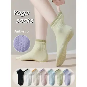 2/4/6 Pairs Of Yoga Pilates Sports Style Contrast Color Style Women's Non-Slip Grip Spring And Autumn Short Socks Fitness Ballet Dance Indoor Sports Floor Socks Hospital Barefoot Women's Socks
