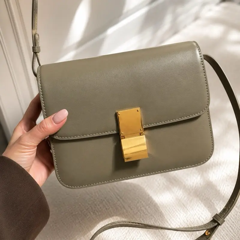 Elegant Olive Green Crossbody Bag | Gold Hardware | Everyday Shoulder Purse