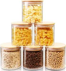 Glass Jars with  Lids 27 FL OZ [Set of 6], Glass Canisters with Airtight Lids, Glass  Storage Containers for Coffee, Sugar,, Candies, Cookies, for Kitchen & Pantry