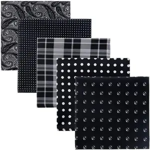 5 count Assorted Woven Microfiber  Pocket Square  Box Set