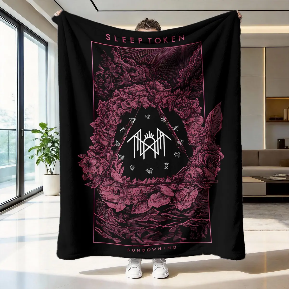Sleep Token Band, High Weight Flannel Fabric, Soft Touch, Warmth Retention, Ideal Gift for Music Lovers & Rock Fans, Thick Warm Blanket, Flannel Cozy Blanket, Flannel Fleece Blankets, Blanket for Bed
