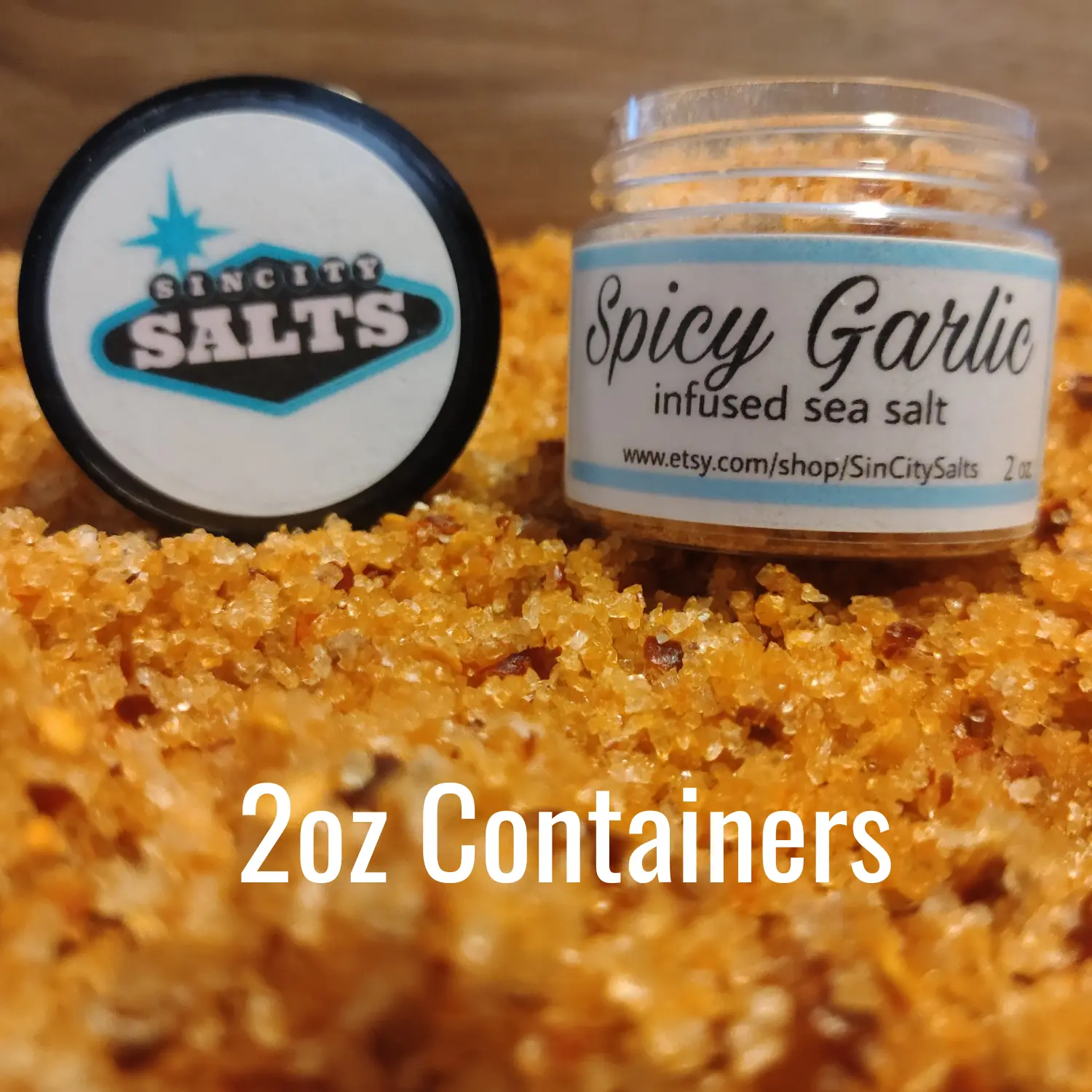 Infused Sea Salts for Food and Cocktails 2oz Containers