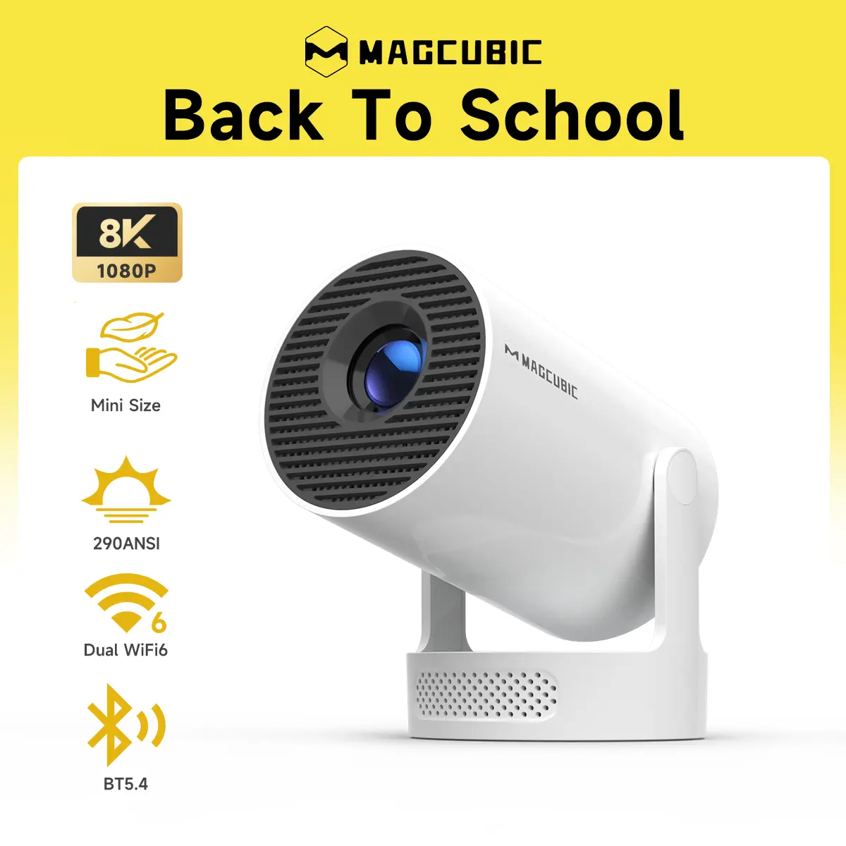 [US warehouse] Magcubic HY300Pro+ 290ANSI Projector Android 14 BT5.4 WIFI6 8K 4K Decode Native 1280*720P 0.8:1 Throw Ratio Built-in Speaker & Appstore Allwinner H726 Home Cinema Mini Smart Portable Upgraded HY300Pro #TikTokShopBackToSchool