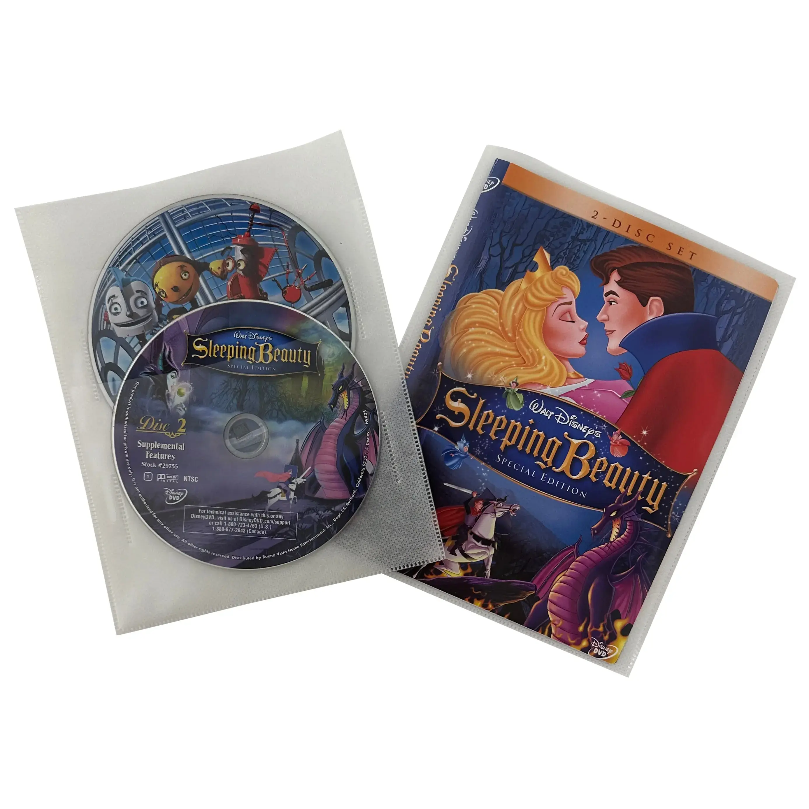 Clear 2 Disc Non Woven CPP Sleeves & DVD Booklet