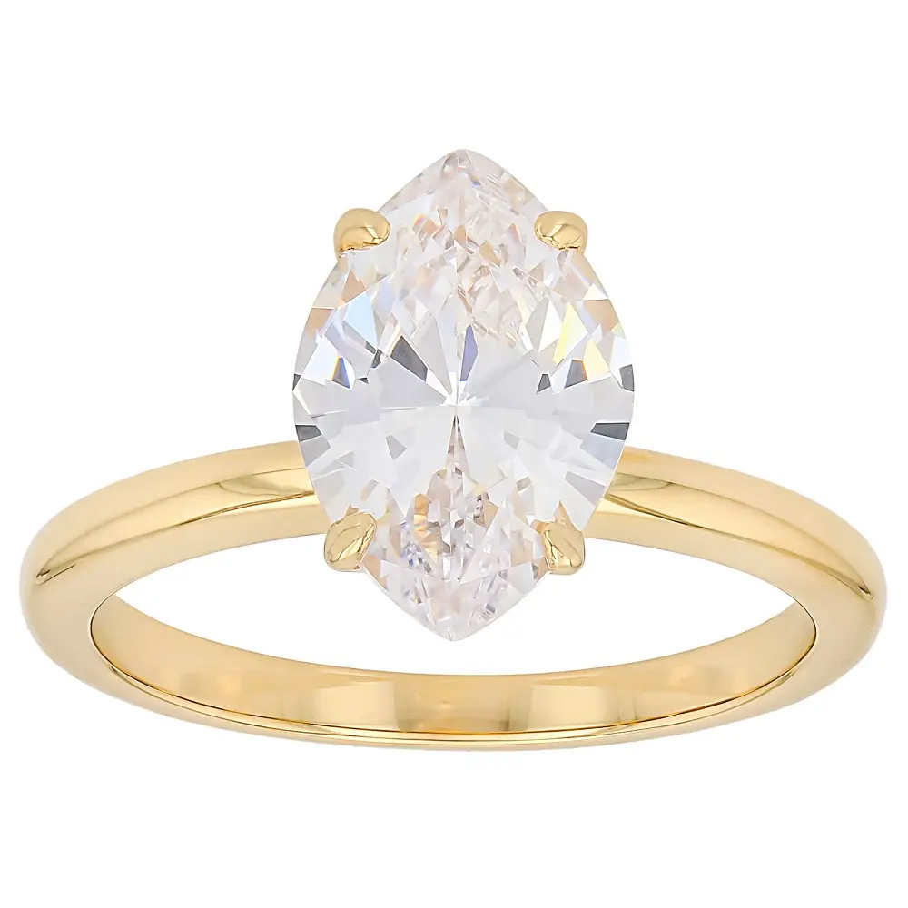 JTV White Cubic Zirconia 18K Yellow Gold Over Sterling Silver Solitaire Ring 2.76ct
