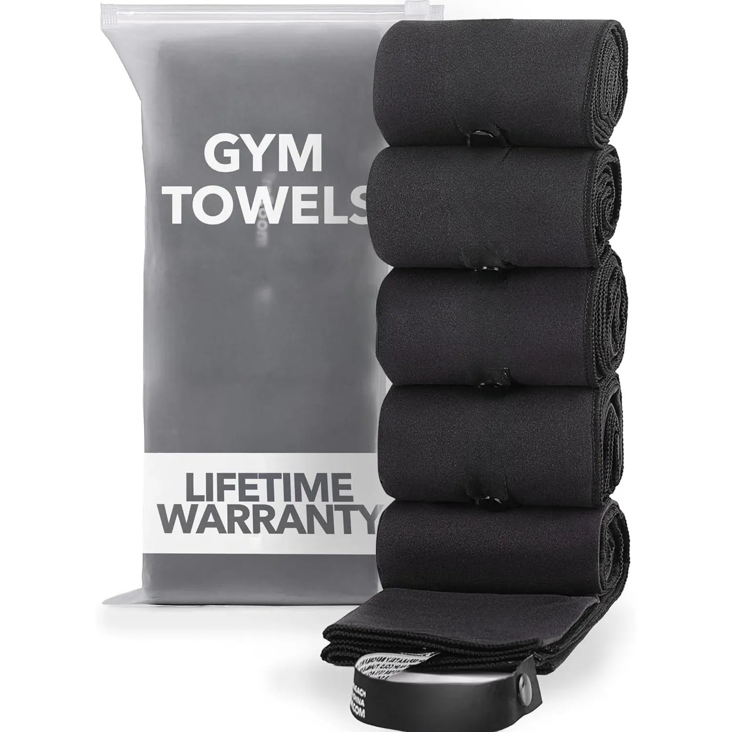 Microfiber Workout Towels - Quick Dry, Highly Absorbing, Odor-Free, for Men & Women - Gym   Towel for Hot Yoga, Tennis, Running, Exercise, Working Out, Camping, Set of 5 Black