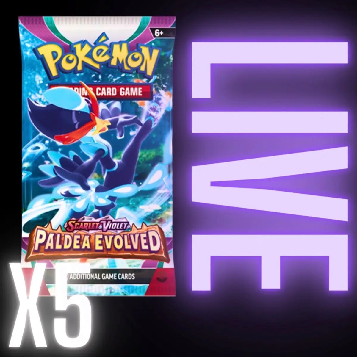 5 PACK BUNDLE Pokémon Paldea Evolved Booster Pack Card Game