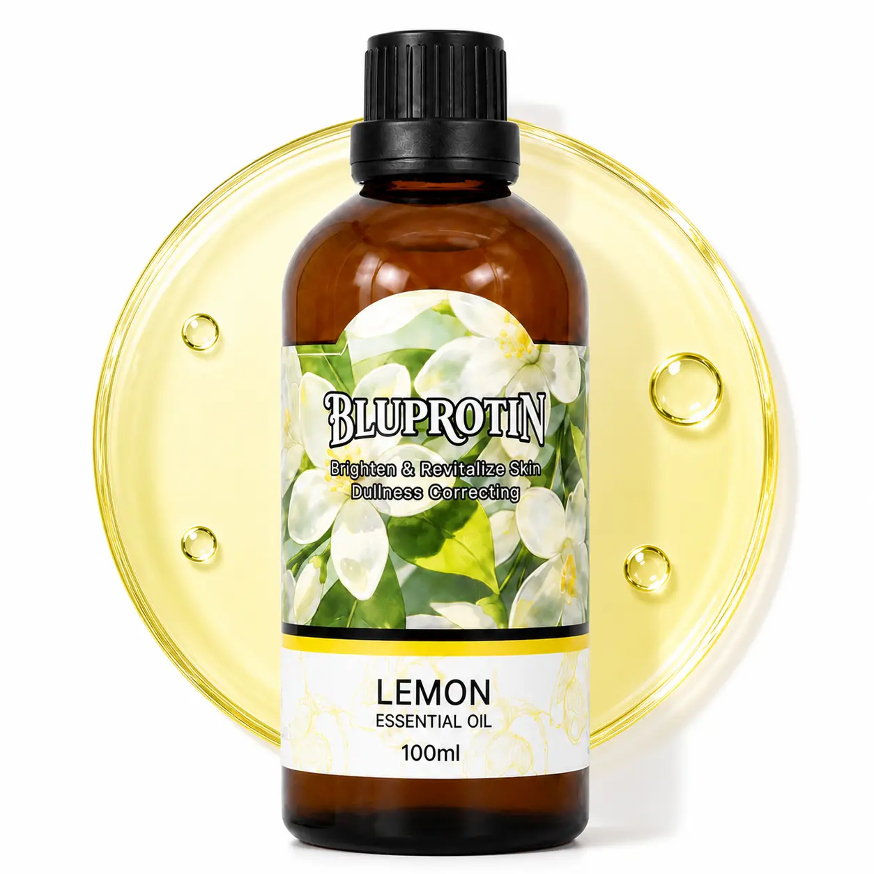[BLUPROTIN] Lemon Body Oil with Jojoba & Vitamin E | Lightweight Moisturizing Massage Oil for Soft, Smooth & Radiant-Looking Skin | After-Shower Body Care | 100ml / 3.38 fl.oz. turmeric