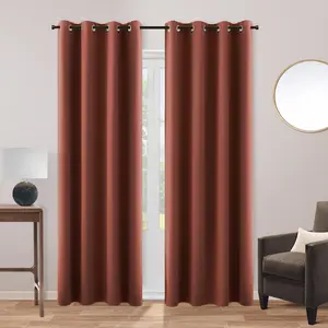 KOUFALL Terracotta Boho Curtains Blackout for Bedroom,Vintage Cozy Farmhouse Rustic Blackout Fall Rust Color Earthy Western Curtains for Living Room 84 Inches Long 2 Panels Set