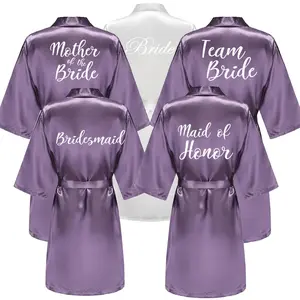 Wedding Bride Bridesmaid Robe Dressing Gown Sexy Women Bathrobe Nightgown Short Sleepwear Mother Maid of Honor Kimono