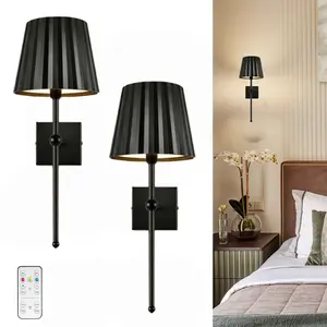 Battery-Powered Wall Light Set, Rechargeable Night Lamp, 3-Color Dimmable Remote Control, Wireless Wall Light for Bedroom Living Room Hallway Decor, Indoor Room Lights, Rechargeable Wall Sconces