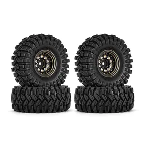 INJORA Black Coating Brass 1.0" Beadlock Wheel Tires Set for 1/24 1/18 RC Crawler Car Axial SCX24 AX24 TRX4M FCX24