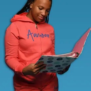 Aumour Hot Coral Zipper Jogger 2-piece Lightweight Matching Hoodie Pants Cotton Comfortable & Cool for School Playtime or Lounging at Home