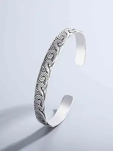 Vintage Wavy Totem Open Bracelet, Fashionable Unique Design, Unisex Casual Versatile Jewelry, Men and Women Accessory, Stackable Bracelets, Trendy Stack Bangle