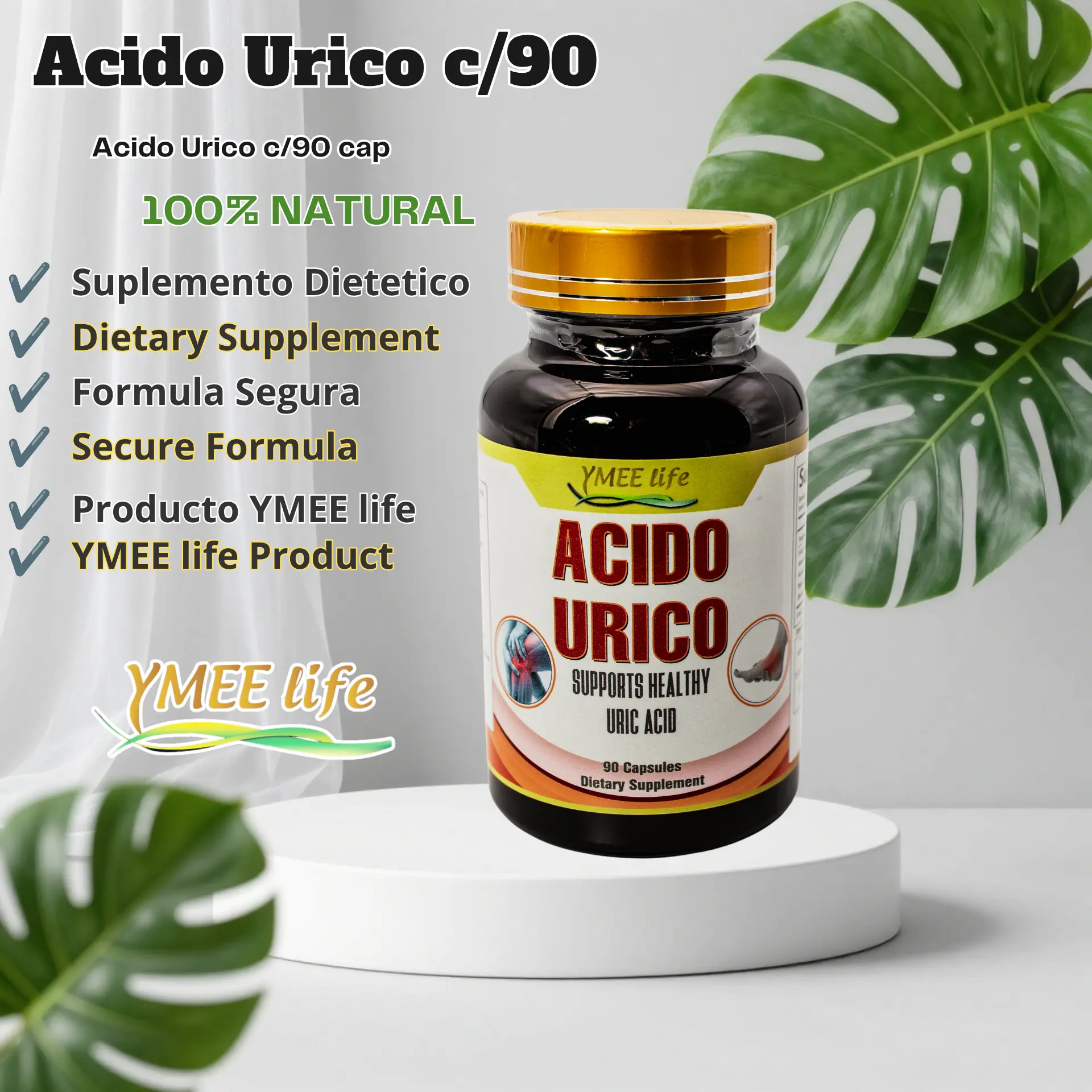 El Colibri Edible Uric Acid Natural Dietary Nutrition Supplement - 90-Capsule Herbal Formula with Cherry, Antioxidants, Vitamins, Natural Ingredients (Made in the United States)