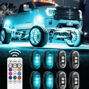 6 Pack Multicolor LED Interior Car Lights, Car Decorative Lights with Wireless Remote, USB Rechargeable Anti-Collision Safety Strobe Lighting, Universal Vehicle Kit