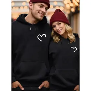 Matching Couple Hoodies Set – His & Hers Valentine’s Day Fleece Lined Hoodie, Soft Warm Relaxed Fit, Romantic Gift for Couples