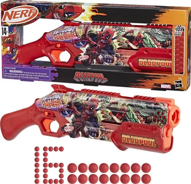 Nerf Marvel Deadpool Blaster Collectible Shooter, Marvel Deadpool Themed Collectible Decoration for Fans