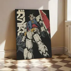 Cartoon robot character design, modern and cool anime style, one modern wall art poster, suitable for wall decoration in home living room, bedroom, office, school.
