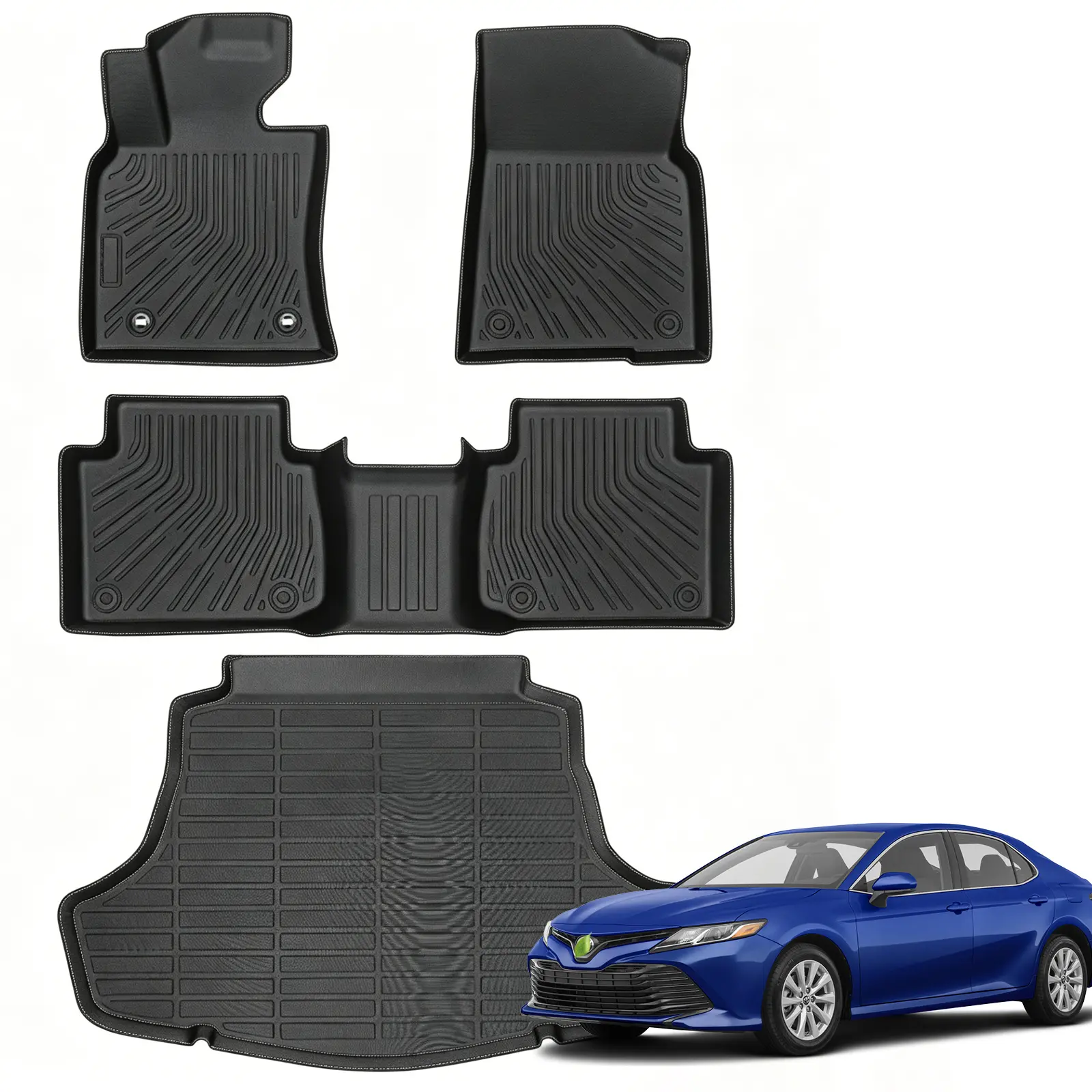 Canvcle All Weather TPE Floor Liners & Cargo Mat Set Fits 2018-2024 Toyota Camry FWD, Not for AWD & Hybrid Models