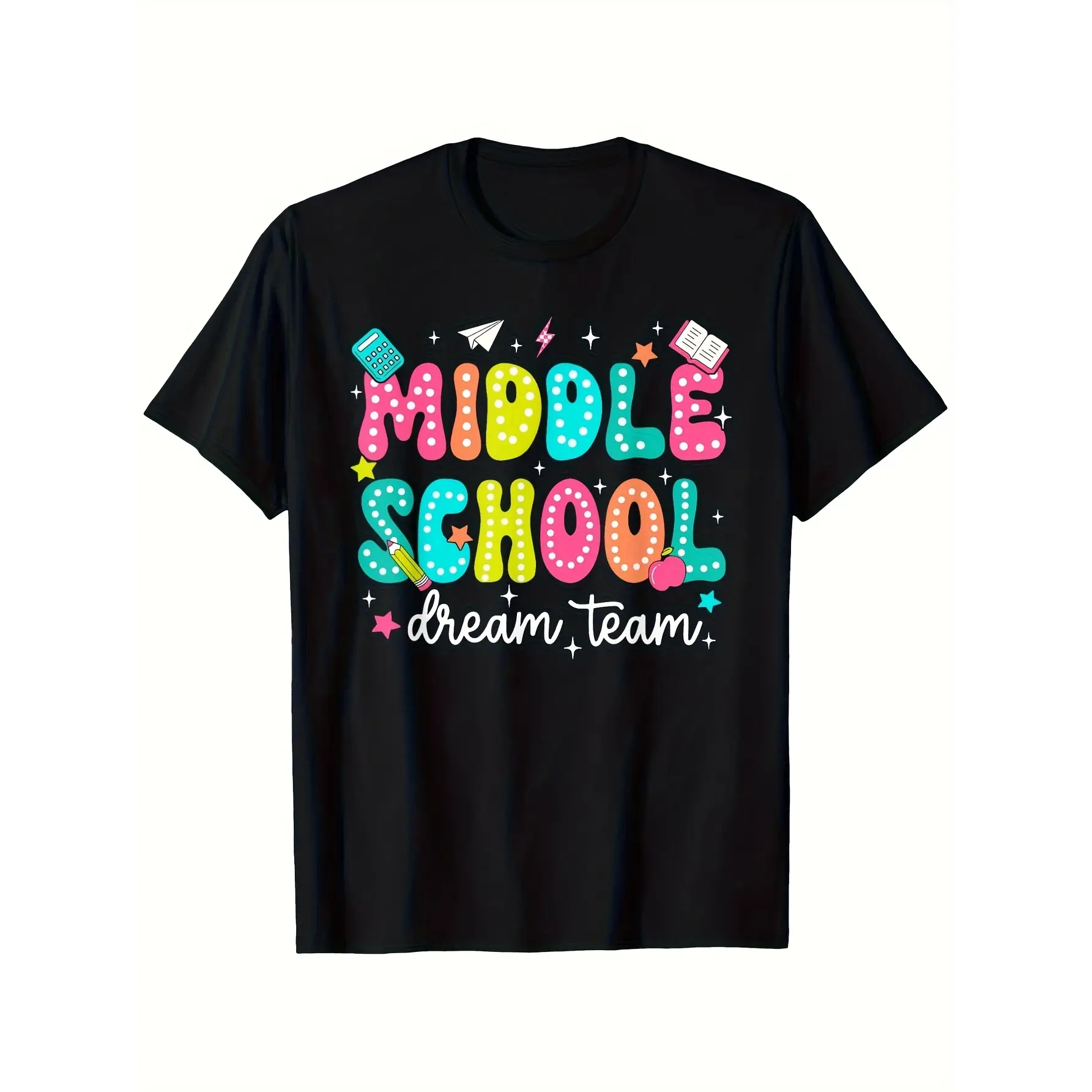 Middle School Dream  Team First Day Of School Teac unisex soft cotton short sleeve t shirt, vintage graphic casual tee for men women teens, perfect birthday holiday gift for camping travel gym daily street  wear