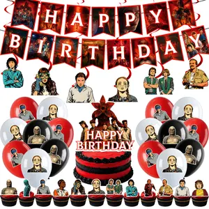 Stranger Season 5 Party Supplies for Kids, Birthday Decorations Set Includes Banner, Balloons, Hanging Swirls, Cake Topper for Boys & Girls, Stranger Things Themed Decorations