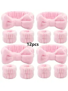 Women's Coral Fleece Hair Bands Set, Multicolor Absorbent Puffy Interchangeable Headbands for Makeup & Skincare, Soft Comfortable Fashion Accessories