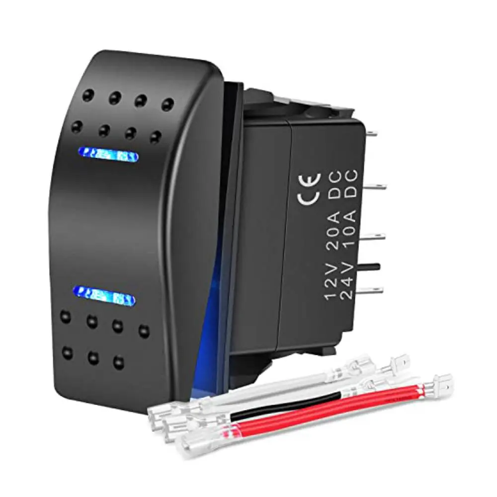 Nilight Waterproof ABS Plastic DPDT 7-Pin Rocker Switch - ON/Off/ON, 12V-24V, Electronic Toggle, Jumper Wires Included, Load Control, Universal Fit for Winch, Pump in Cars, Trucks, Rockerswitch