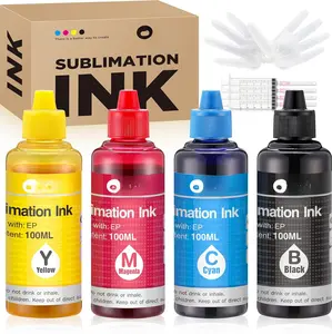Sublimation Ink Refilled Bottles Work with WF7710 ET2760 ET2720 ET2803 ET2800 ET15000 C88 C88+ Inkjet Printer Heat Press Transfer on Mugs Plates T-Shirts Pillows Phone Case