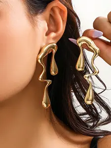 Liquid Irregular Geometric Stud Earrings, Sexy Asymmetrical Design, Water Drop, Teardrop Earrings, Stainless Steel, All Seasons, All Year Round