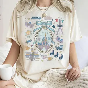 Adult & Youth  Coquette Bow DisneyWorld Castle Magic Kingdom Shirt, Walt DisneyWorld Magic Kingdom Park Family Vacation 2025, DisneyWorld Girl Trip Tee