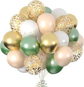 50 pcs Sage Green Blush Gold Confetti Latex Balloon for Birthday Baby Shower Wedding Bridal Shower Eucalyptus Party Decorations Pack Backdrop Burst Photo