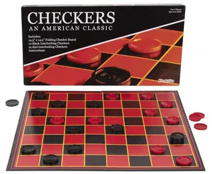 Kangaroo - Multiplayers Strategy Checker Board Game for Kids & Adults - Portable Educational Travel Cardboard Checkers - Includes Large Board w/ 24 Checkers (12 Red and 12- Black) 15x15 Inches