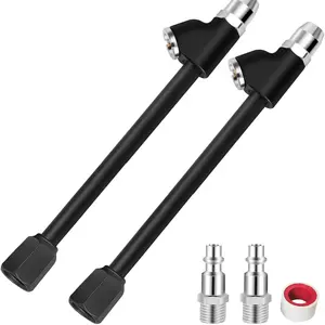 GODESON Tire Chuck 6.4" Dual Head 1/4" FNPT 2-Way Connect Tire Inflator Chuck for Trucks, Bicycles, Motorbikes & Cars - Pack of 2