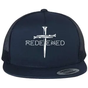 Redeemed Jesus Christ Died For My Sins 3 Nails Cross Christian Catholic Snapback Flat Bill Trucker Hat