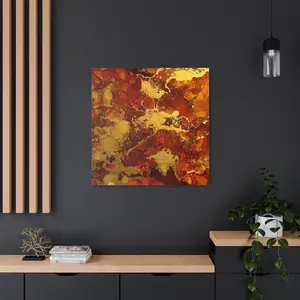 Earthy Red - Abstract Gold Leaf Artwork Canvas, Modern Decor for Home or Office, Luxury Wall Art, Perfect Gift for Art Lovers - Poster Metallic Satin living room home decor wall decor