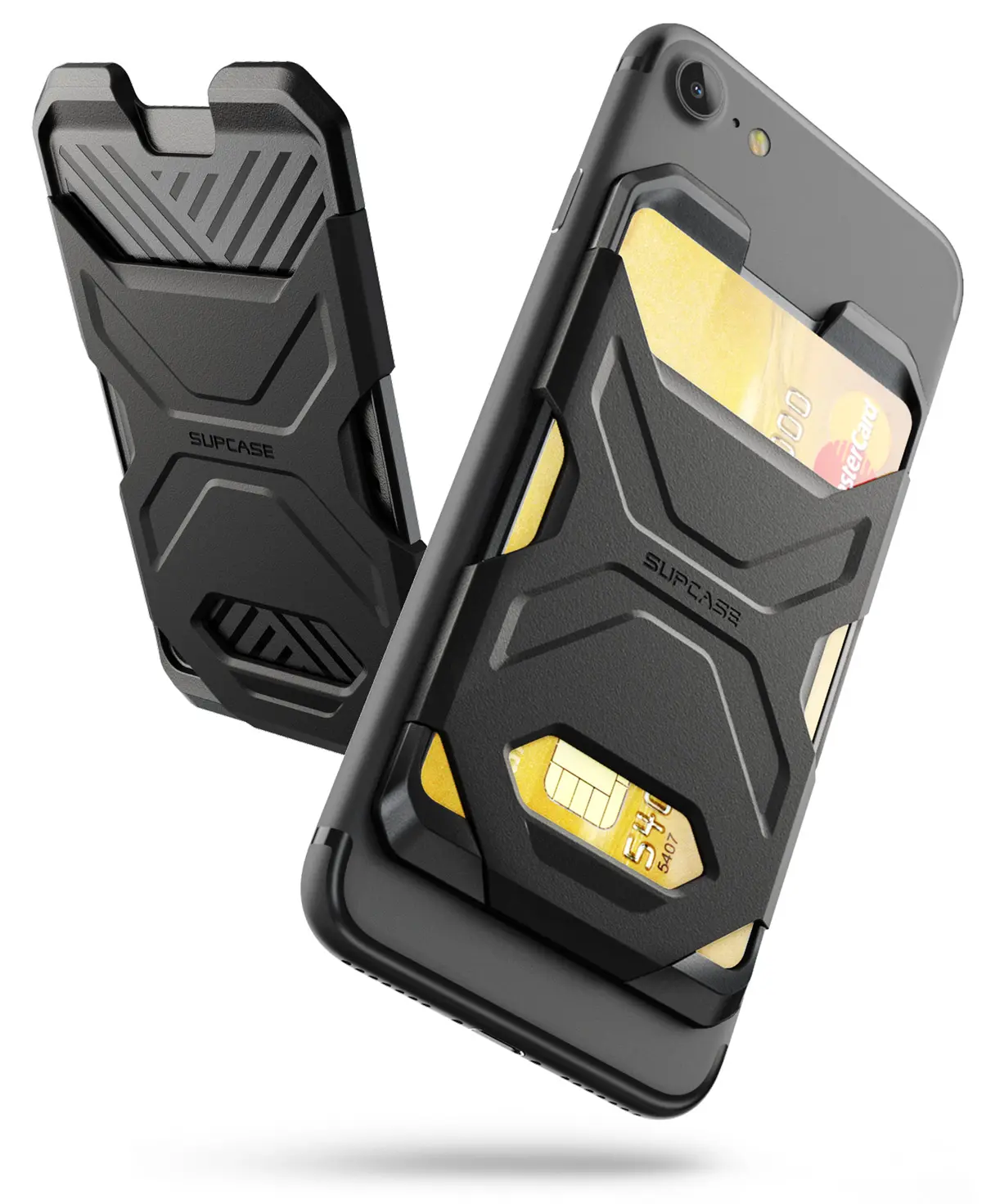 SUPCASE Black (2-Pack) Slim Cellphone Adhesive Wallet - Ultra-Thin Silicone Credit Card Holder Tape, Anti-Slip Surface Mobile Accessories for Most Smartphones (Not for Curved Back Devices)