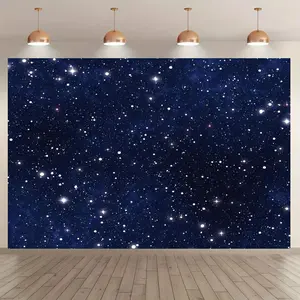 Starry Sky Pattern Backdrop, 1 Count Night Starry Sky Banner, Polyester Material Backdrop for Photo Props Background, Indoor & Outdoor Party Decoration, Ornaments