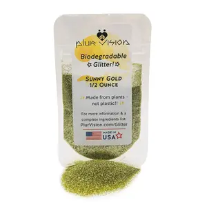 Sunny Gold Biodegradable Glitter 1/2 Ounce - Made from Plant Cellulose, Earth Friendly. Perfect for Body, Cosmetics, Crafts, DIY Projects. Can be Mixed with Lotions, Gels, Oils, Face Paint