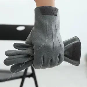 KayCrowne New Fashion Velvet Gloves Men Winter Vintage Touch Screen Riding Driving Warm Windproof Full Finger Glove Mittens G372