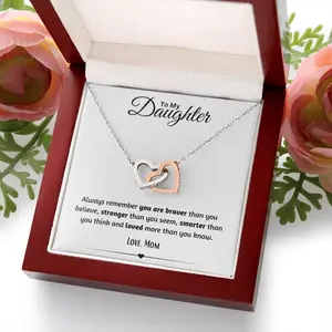 To My Daughter Interlocking Hearts Necklace - Gifts for Daughter