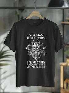 100% Cotton Mens Womens I'm A Man Of The Norse, I Fear Odin And My Wife - Viking Men Women T-Shirt