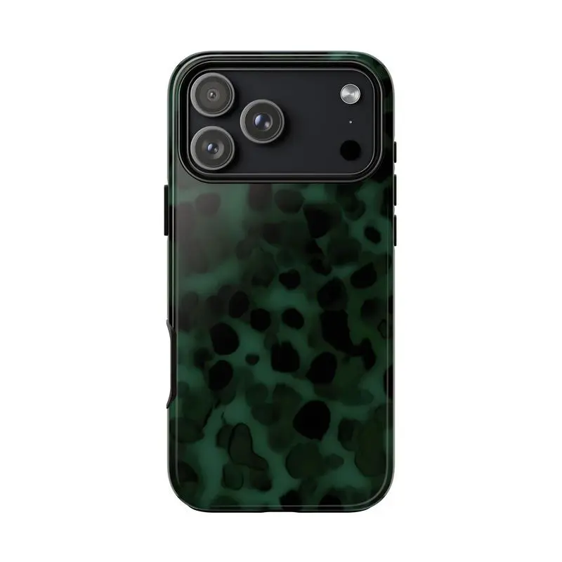Luxury Dark Green Tortoise Detail Protective Smartphone Cover - Lightweight Polycarbonate, Fade-Resistant, Durable Accessory with Precise Cutouts, Compatible with iPhone 11-17 Pro Max/Plus, Samsung Galaxy S23-25
