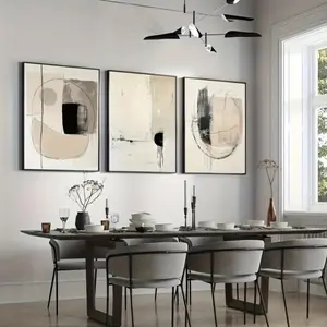 3pcs Minimalist Abstract Canvas Wall Art with Wooden Frame, Bohemian Posters for Home Decor, Elegant Gift Idea, Modern Abstract Design