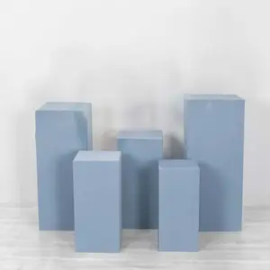 Set of 5 Dusty Blue Spandex Rectangle Pillar Prop Covers, Stretchable Pedestal Stand Covers - 160 GSM